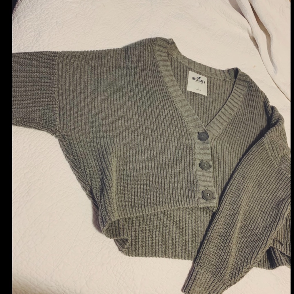 Slightly cropped Button down sweater